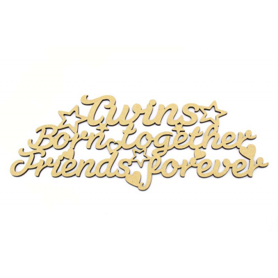 Twins Born Together Friends Forever MDF Plaque