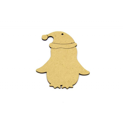 Penguin With Hat MDF Hanging Decoration/Tag