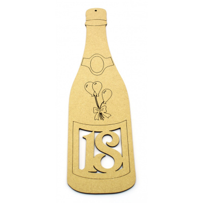 MDF Champagne Bottle Plaque - 18th Birthday