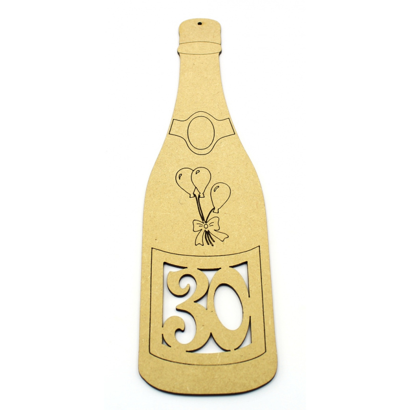 MDF Champagne Bottle Plaque - 30th Birthday