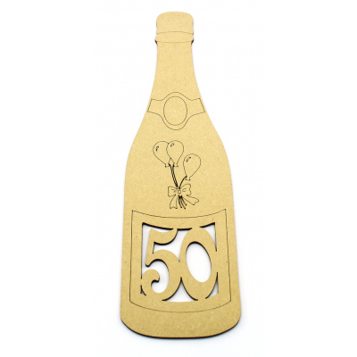 MDF Champagne Bottle Plaque - 50th Birthday