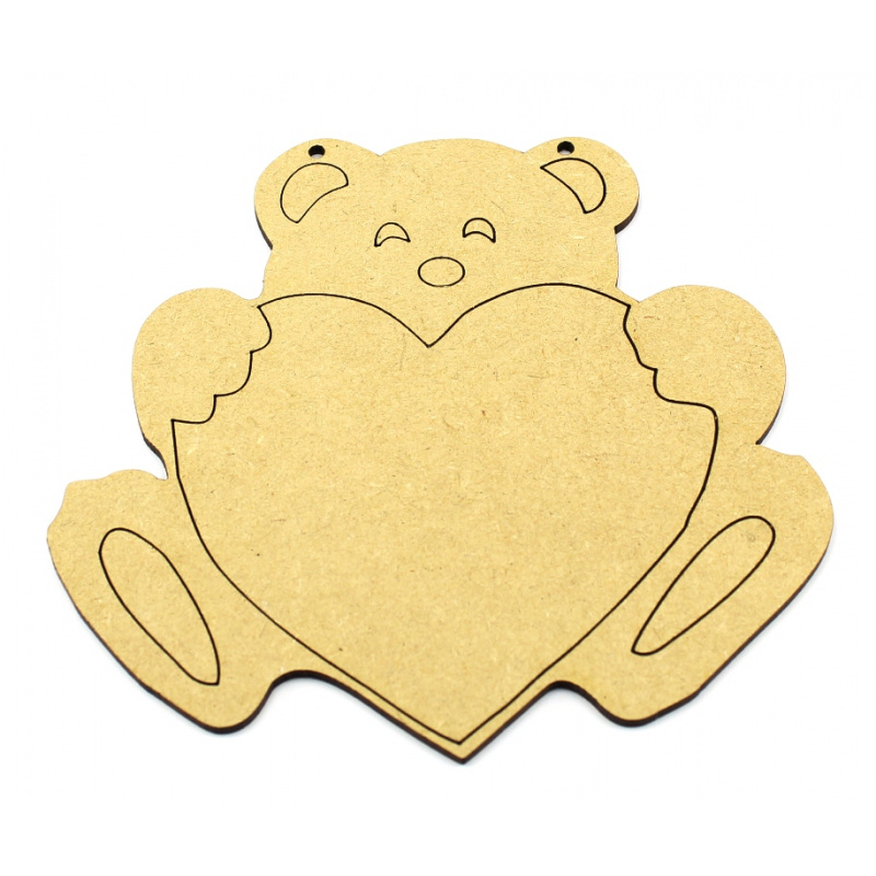 MDF Teddy Bear with Heart - Engraved