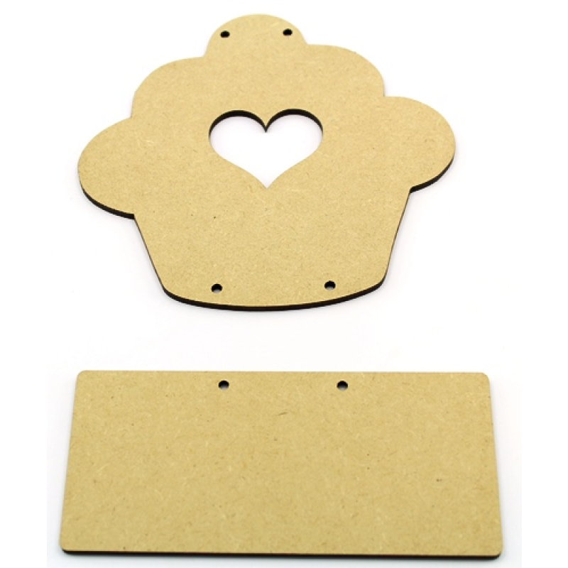 Cute Cupcake Plaque with Plain Hanging Plaque - 4mm MDF