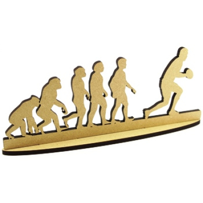 Evolution of Man - Rugby Football 6mm MDF Plaque