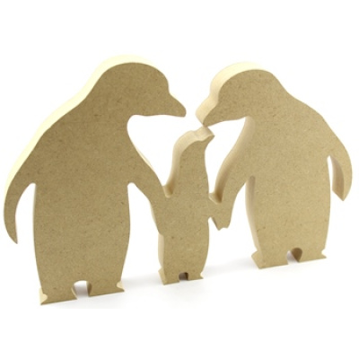 18mm Freestanding MDF Penguin Family of 3