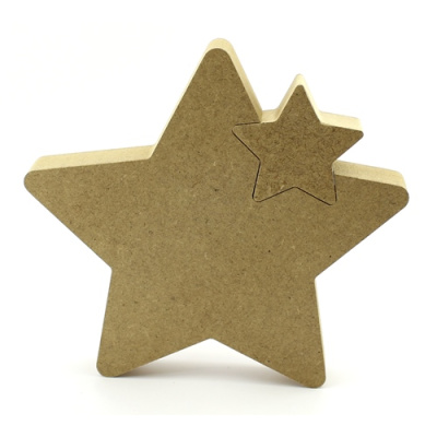 Pack of 100 18mm MDF Freestanding Star with 1 Star cutout (Star In Star)