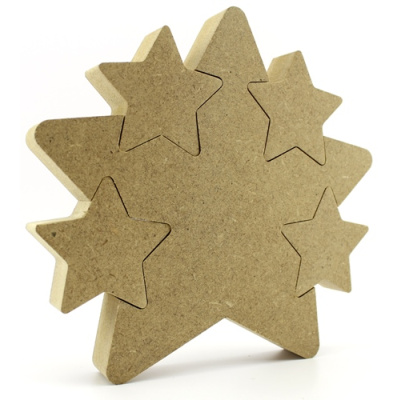 18mm MDF Freestanding Star with 4 Star cutouts (Star In Star)