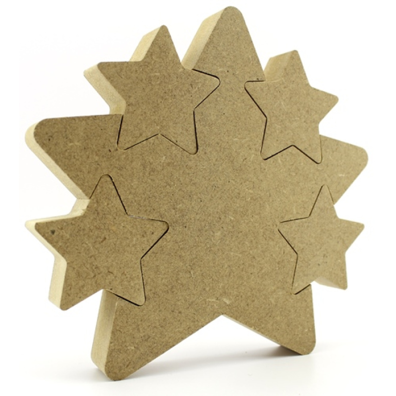 18mm MDF Freestanding Star with 4 Star cutouts (Star In Star)
