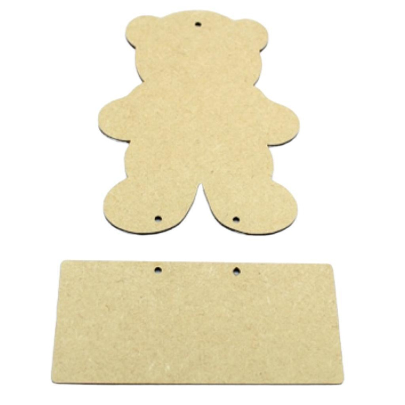 Teddy Bear Plaque with Plain Hanging Plaque - 4mm MDF
