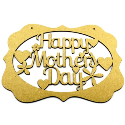 Happy Mother's Day Plaque with Flowers and Hearts