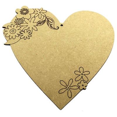 Heart With Engraved Flowers - Plaque
