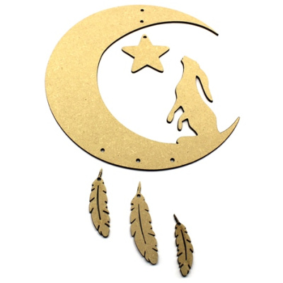Moon Hare Dream Catcher - Mobile with Feathers