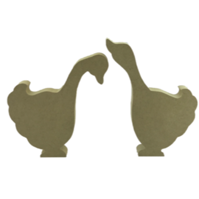 Mother Goose Style Geese Freestanding MDF Set of 2