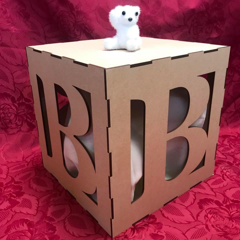 Baby Shower Alphabet Letter Blocks Cubes MDF