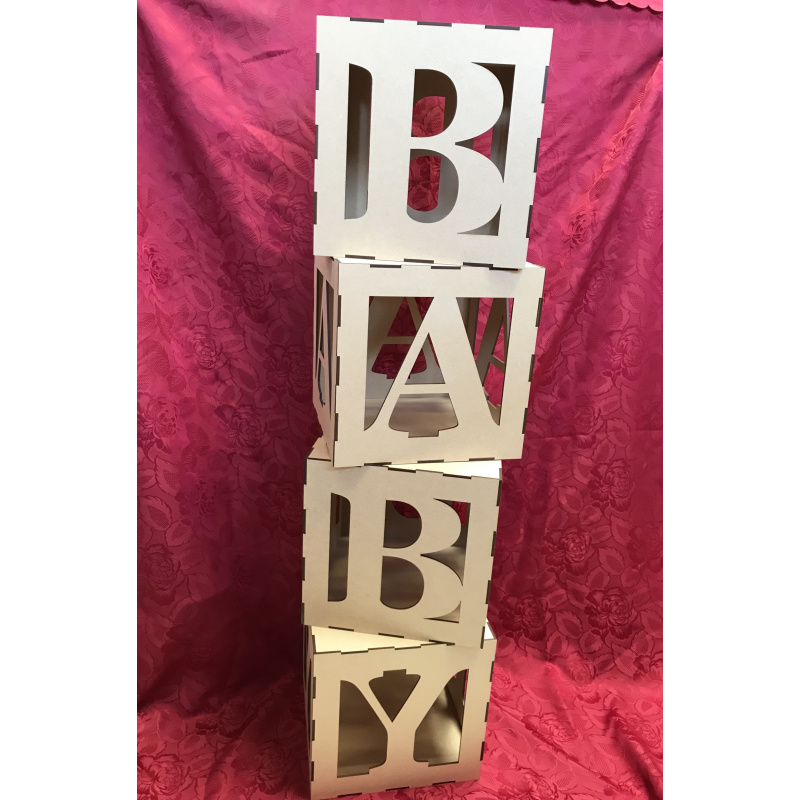 Baby Shower Cubes Alphabet Letter Blocks MDF
