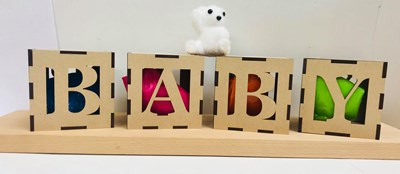 Baby Cubes Shower Alphabet Letter Blocks MDF 10cm