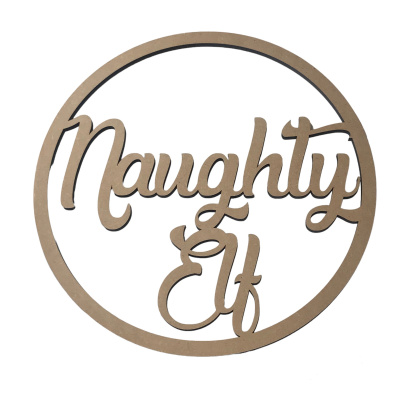 Naughty Elf Christmas MDF Large Hoop Ring