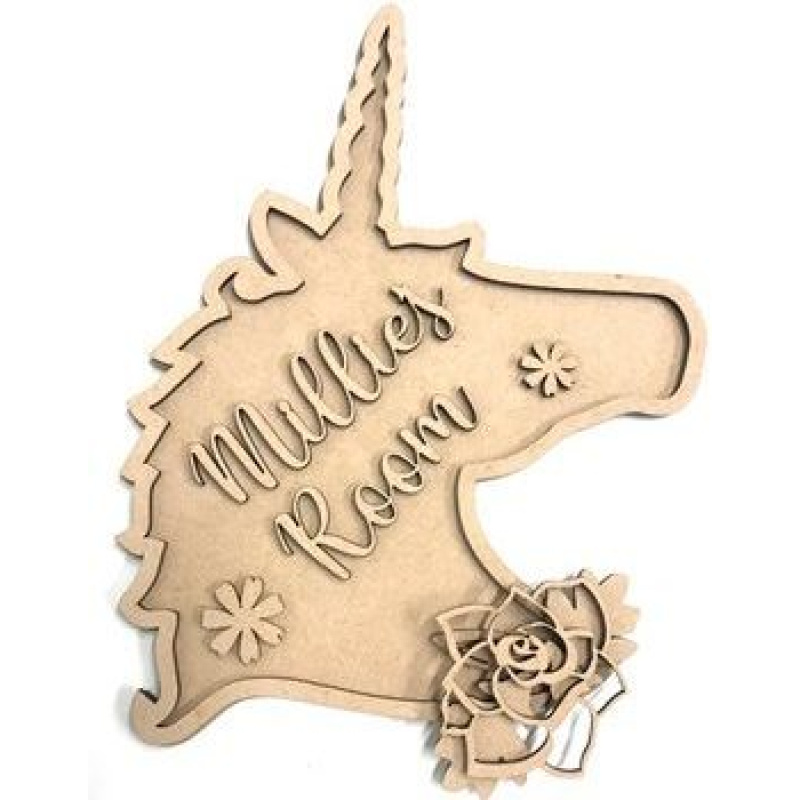 20cm Unicorn Head Personalised MDF Plaque Sign