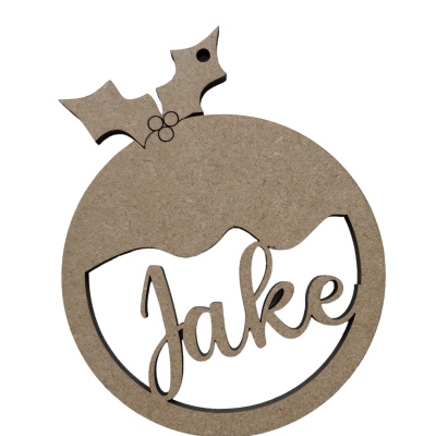 Personalised MDF Christmas Pudding Bauble Craft Shape
