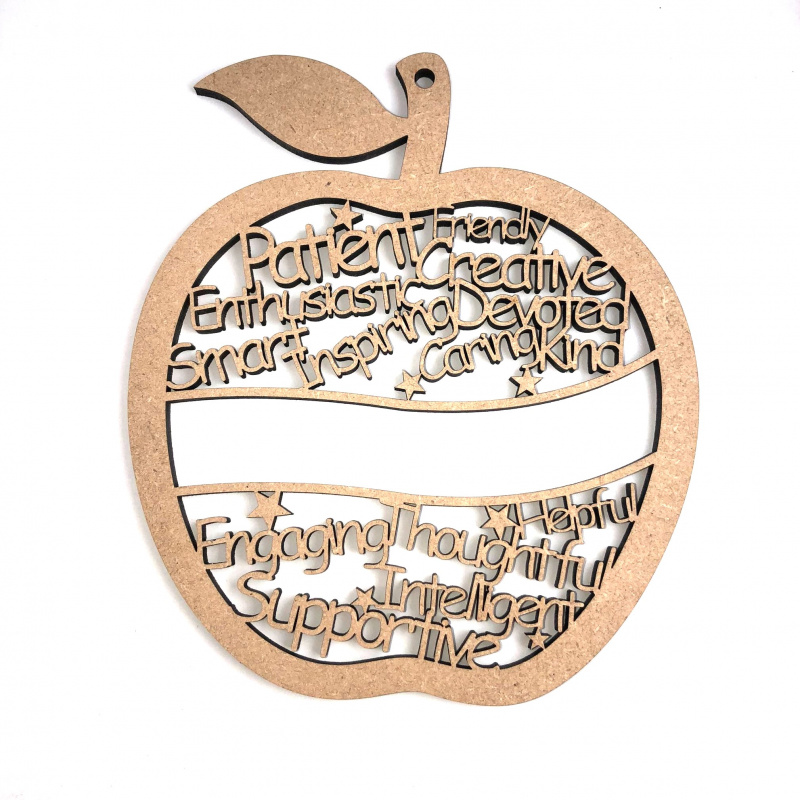 Personalised MDF Teacher Apple Mdf Blank Craft Shape